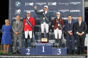 IMG_5498 Siegerehrung LGCT Antwerpen 2015 - Hans-Dieter Dreher, Simon Delestre u. Edwina Tops-Alexander
